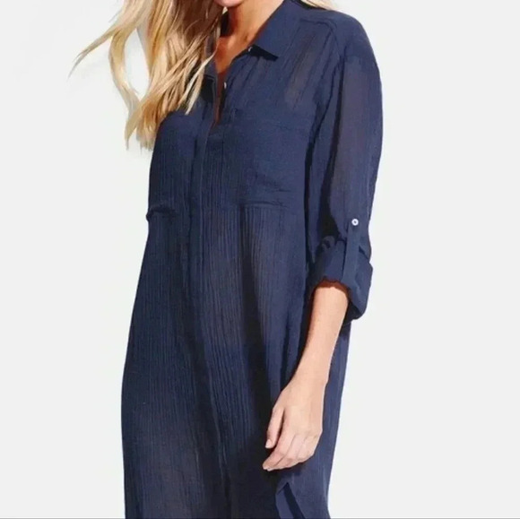 Seafolly Tops - SEAFOLLY Australia Blue 100% Cotton Lagen blouse. Size Medium
